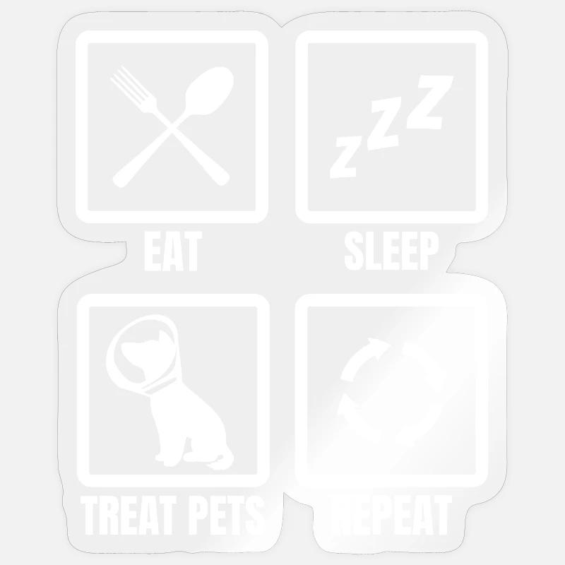 Manger Dormir Traiter les animaux de compagnie Répéter Sticker taille S (10 x 10 cm)