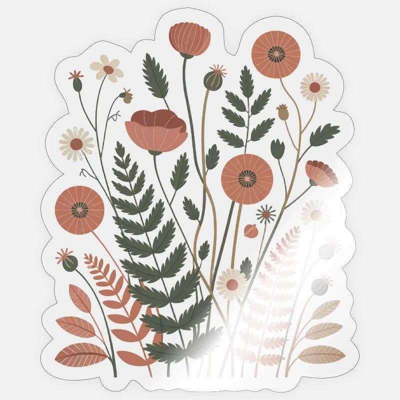 Boho Blumen – Blühende Harmonie Sticker Größe S (10 x 10 cm)