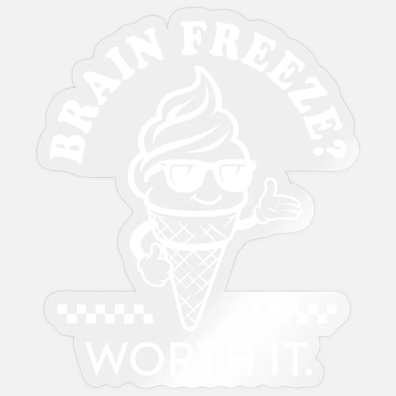 Brain Freeze Worth It – Retro Eiscreme Comic  Sticker Größe S (10 x 10 cm)
