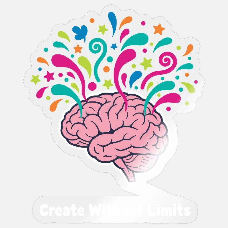 Gedankenfarben Hirn Explosion - Sticker Größe S (10 x 10 cm) - Transparent glänzend