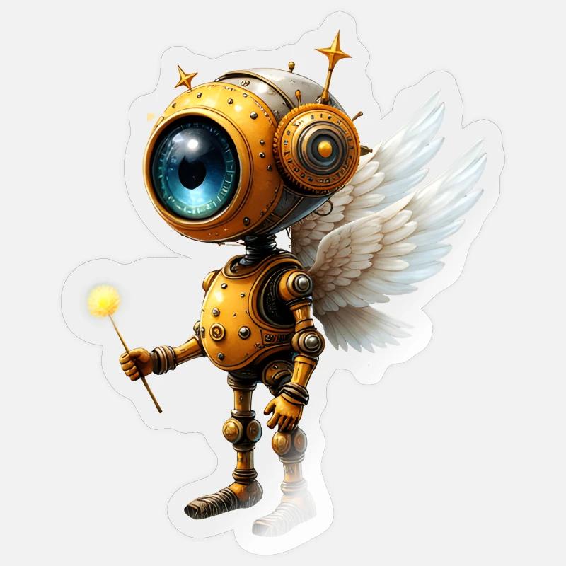Robot ailé steampunk Sticker taille S (10 x 10 cm)