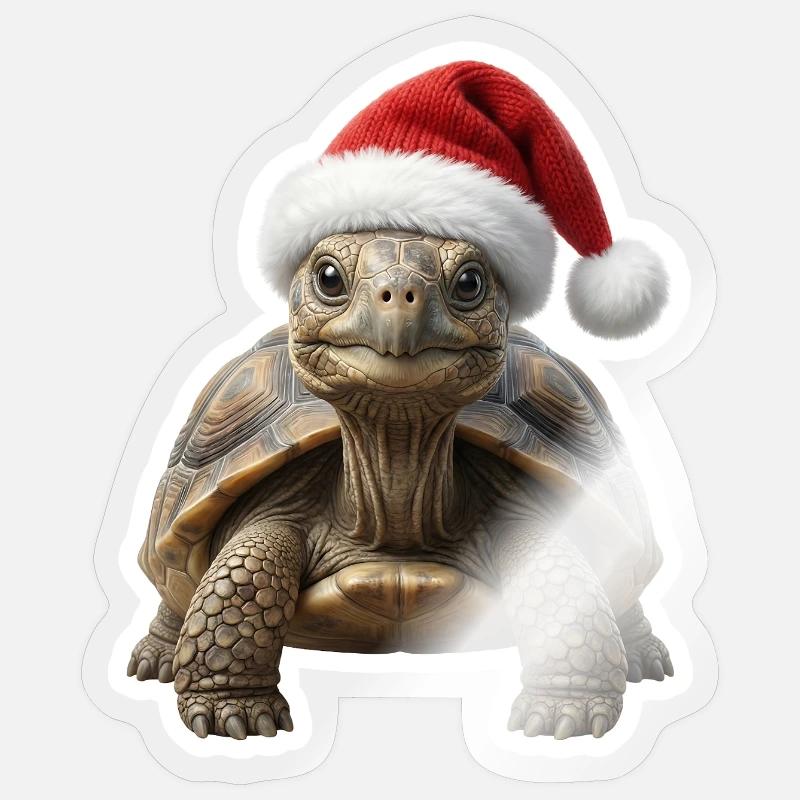Gemuetliche Schildkroete feiert langsam - Sticker Größe S (10 x 10 cm) - Transparent glänzend