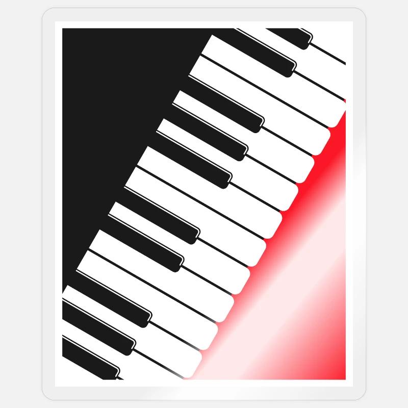 Art d’affiche clavier de piano - Sticker taille S (10 x 10 cm) - brillant transparent