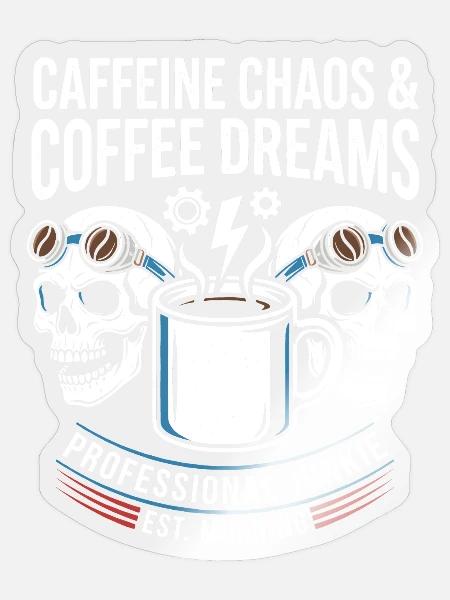 Kaffeechaos Skulls Morgenjunkie Design - Sticker Größe S (10 x 10 cm) - Transparent glänzend