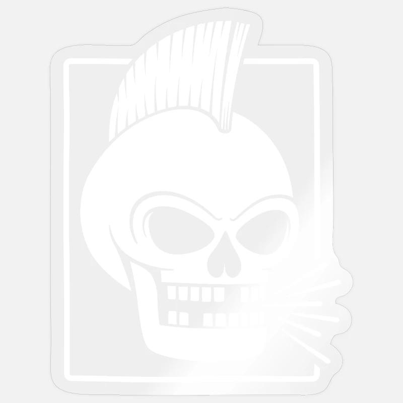 Punk Rock Skull With Mohawk - Sticker size S (10 x 10 cm) - transparent glossy