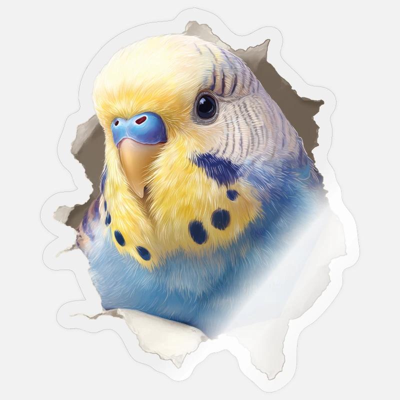 Perruche ondulée - Sticker taille S (10 x 10 cm) - brillant transparent