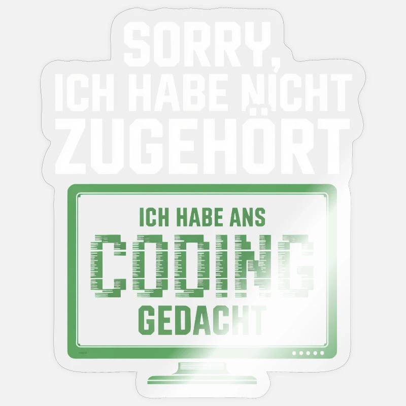Désolé, je pensais au codage - Sticker taille S (10 x 10 cm) - brillant transparent