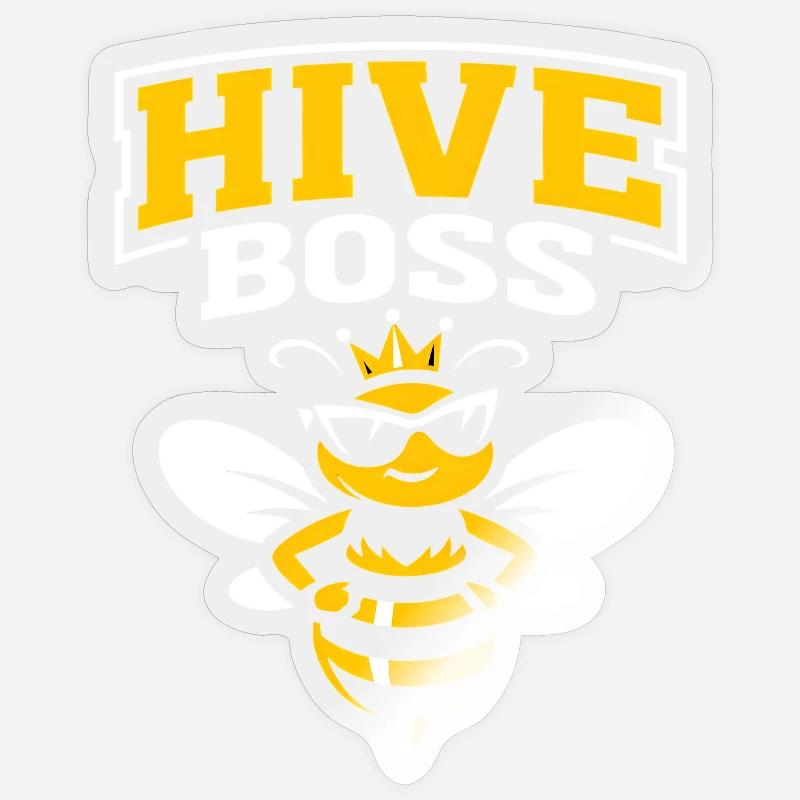 Funny Bee Beekeeper King - Sticker size S (10 x 10 cm) - transparent glossy