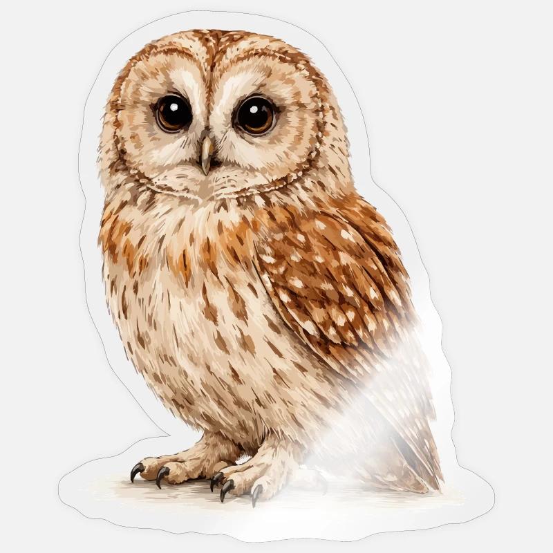 Aquarell Eule Nachtwald - Sticker Größe S (10 x 10 cm) - Transparent glänzend