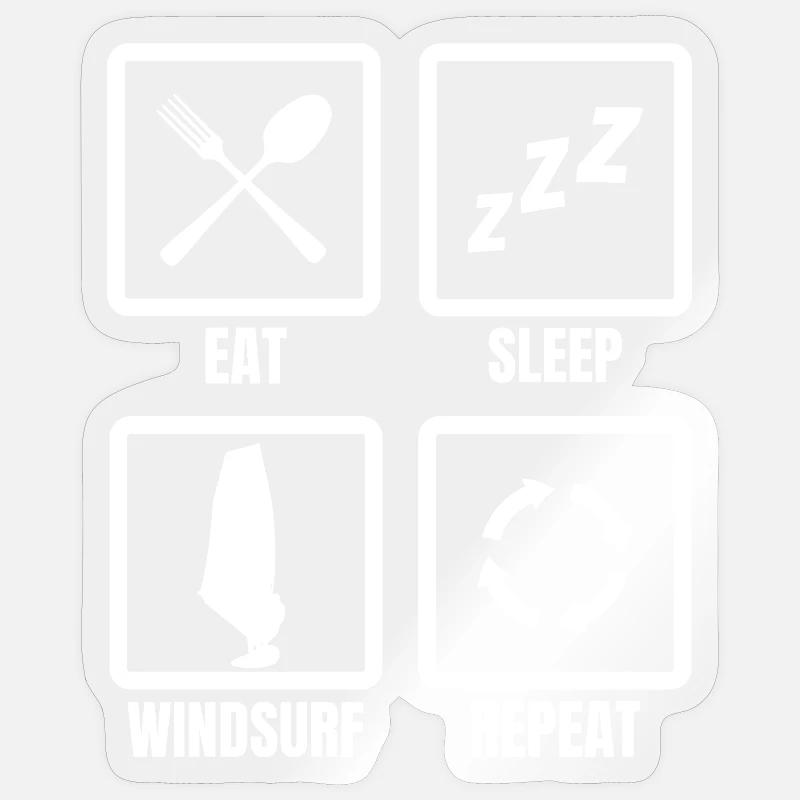 Eat Sleep Windsurf Repeat - Sticker Größe S (10 x 10 cm) - Transparent glänzend