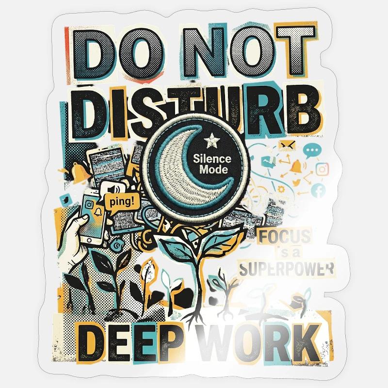 Deep Work Focus Sticker Größe S (10 x 10 cm)