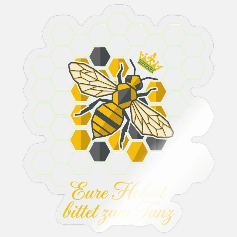 Abeille royale dans le nid d’abeille - Sticker taille S (10 x 10 cm) - brillant transparent