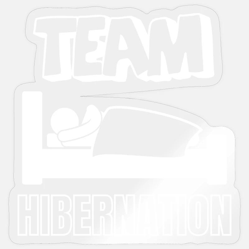 Team Hibernation in Bed - Sticker size S (10 x 10 cm) - transparent glossy