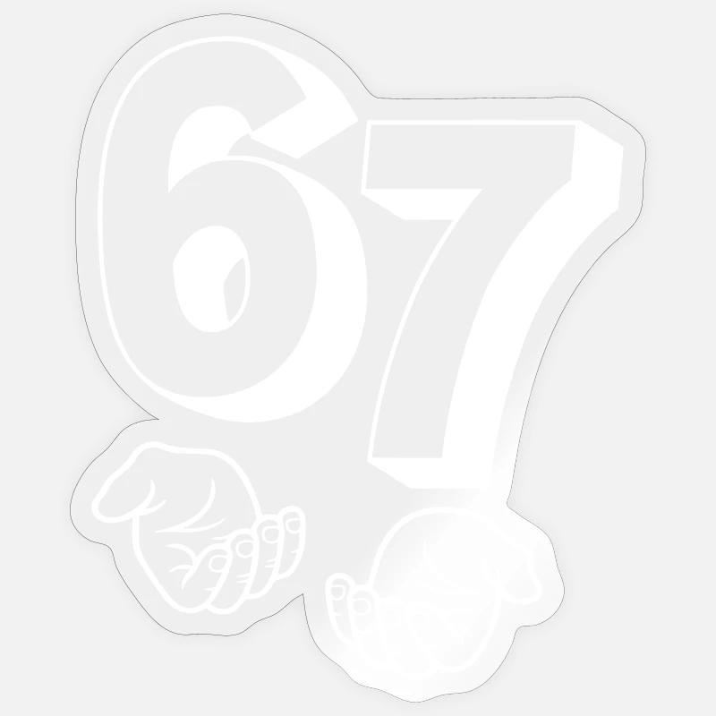 76 "six seven" hands - Sticker size S (10 x 10 cm) - transparent glossy