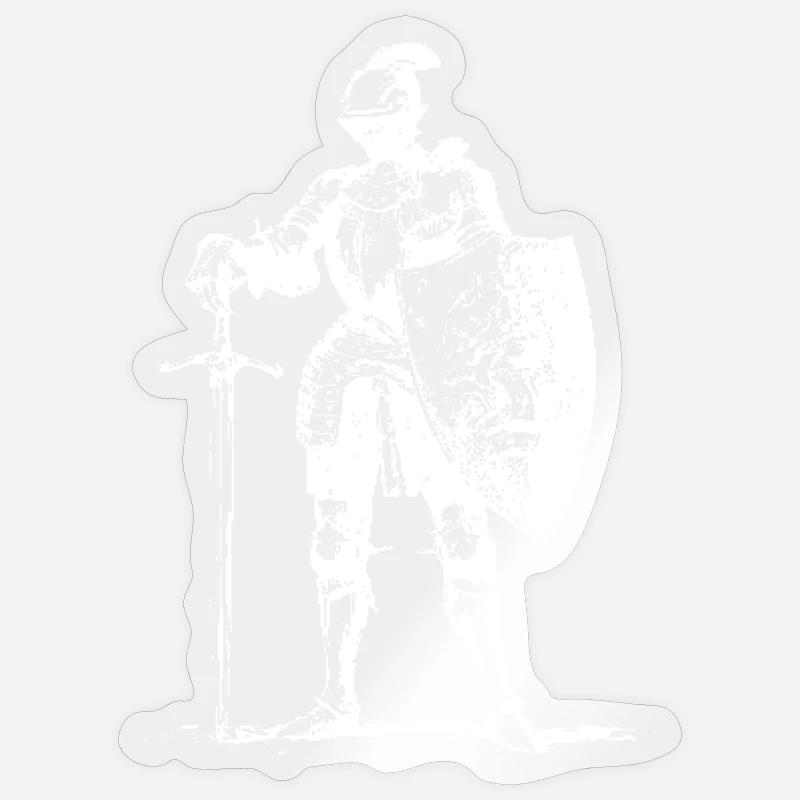 Chevalier en armure avec bouclier - Sticker taille S (10 x 10 cm) - brillant transparent