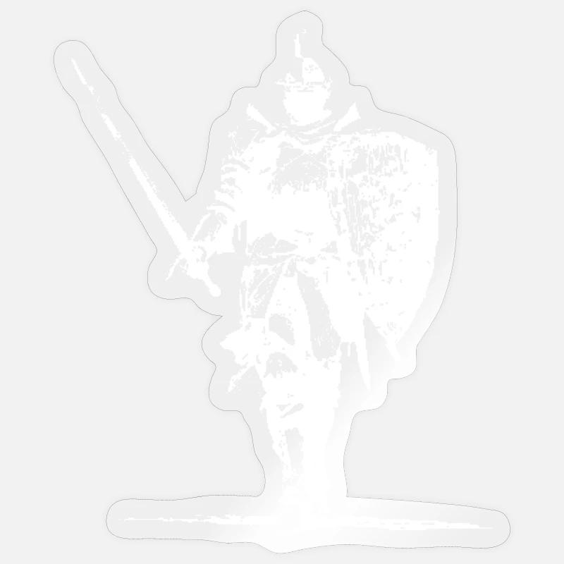 Ritter-Silhouette mit Schild und Speer - Sticker Größe S (10 x 10 cm) - Transparent glänzend