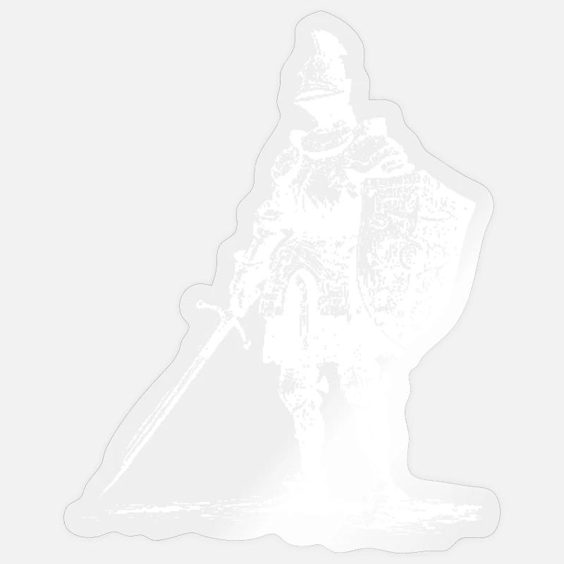 Ritter-Silhouette mit Schwert und Schild - Sticker Größe S (10 x 10 cm) - Transparent glänzend