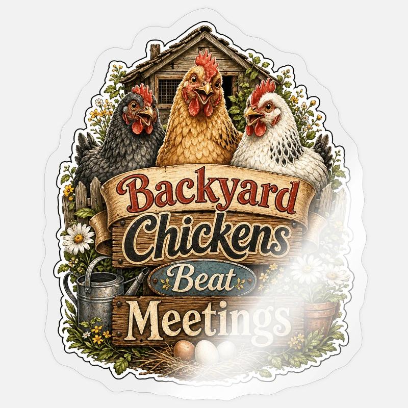 Backyard Chickens Beat Meetings - Sticker size S (10 x 10 cm) - transparent glossy