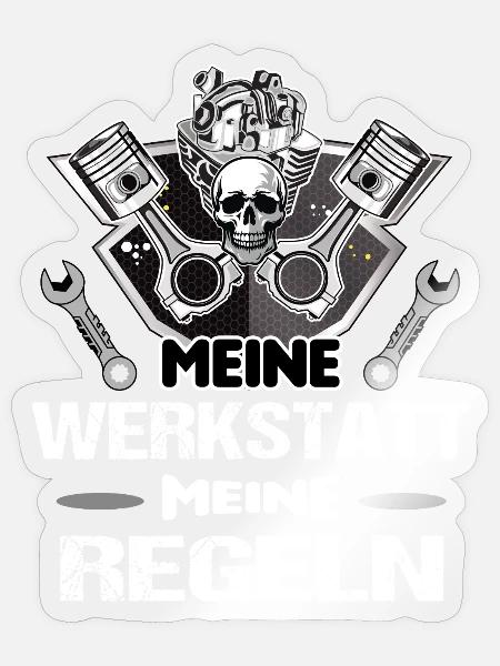 Meine Werkstatt Meine Regeln KFZ_Mechaniker - Sticker Größe S (10 x 10 cm) - Transparent glänzend