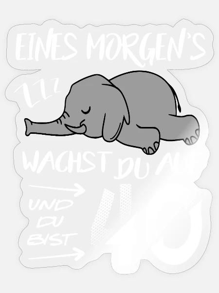 40 Jahre Elefant wacht auf ZZZ Schlafen Geburtstag - Sticker Größe S (10 x 10 cm) - Transparent glänzend