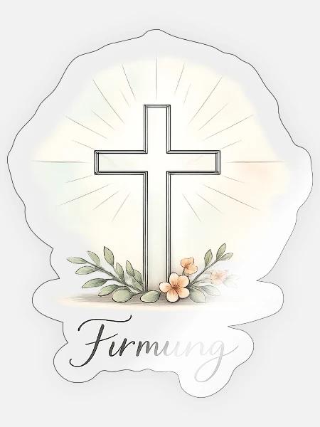 Pastellkreuz zur Firmung - Sticker Größe S (10 x 10 cm) - Transparent glänzend
