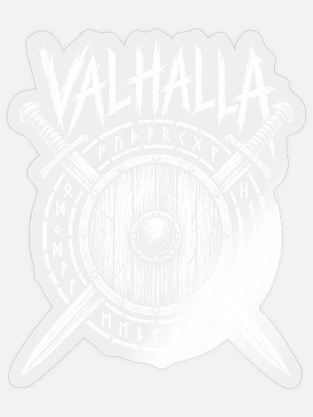 Valhalla – Schild und Schwerter - Sticker Größe S (10 x 10 cm) - Transparent glänzend