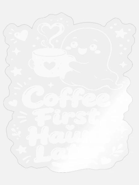 Kaffee Erst Dann Latte Geist - Sticker Größe S (10 x 10 cm) - Transparent glänzend