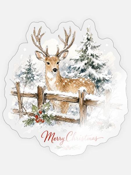 Weihnachtsrentier im Schnee - Sticker Größe S (10 x 10 cm) - Transparent glänzend