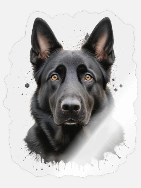 schwarzer Schäferhund - Sticker Größe S (10 x 10 cm) - Transparent glänzend