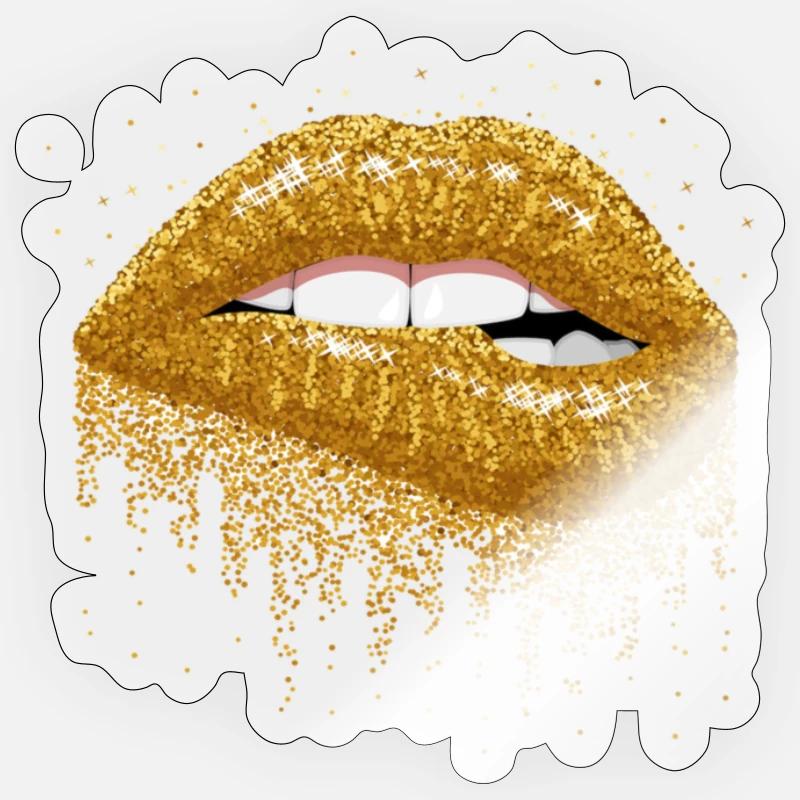 Goldenlips - Sticker size S (10 x 10 cm) - transparent glossy
