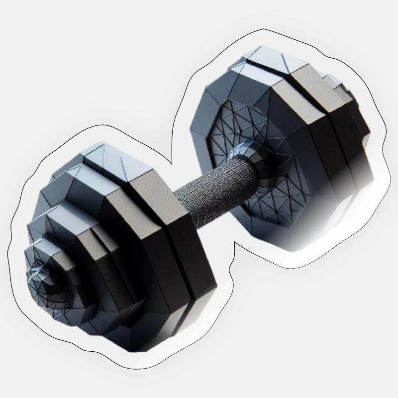Dumbbell / Weight Polygon - Sticker size S (10 x 10 cm) - transparent glossy