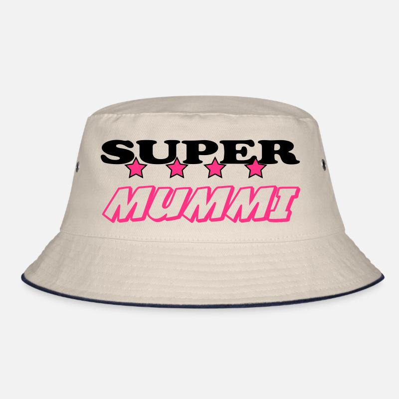 Super mummi - Bucket Hat - ecru/navy
