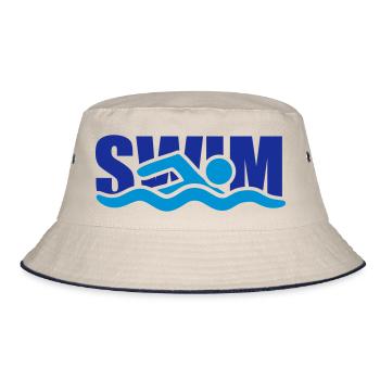 swim logo design swim pictogram swim swim - Bucket Hat - ecru/navy - Front