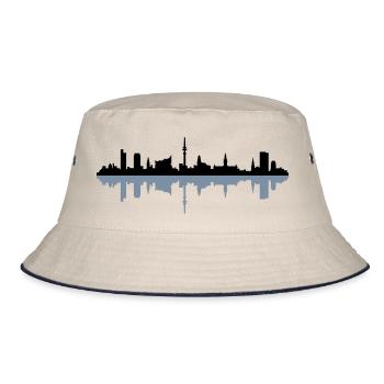 Skyline Hamburg Schatten - Bucket Hat - Natur/Navy - Vorne