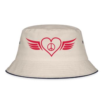 Heart Wings Peace - Bucket Hat - ecru/navy - Front