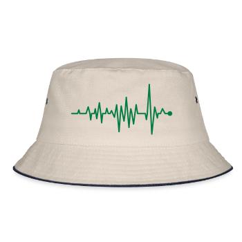 Curve Heartbeat Rhythm Oscillograph Pulse ECG - Bucket Hat - ecru/navy - Front