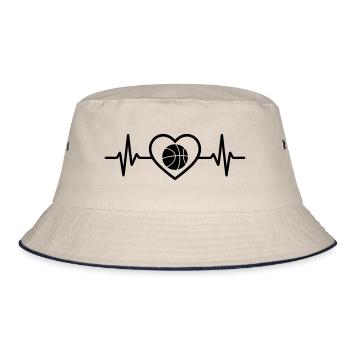Basketball Herz für den Korb - Bucket Hat - Natur/Navy - Vorne