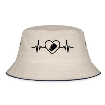 Boxing Heart in the Ring - Bucket Hat - ecru/navy - Front