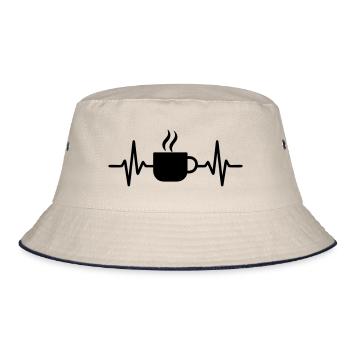 Coffee Cup Coffee Break Motif - Bucket Hat - ecru/navy - Front