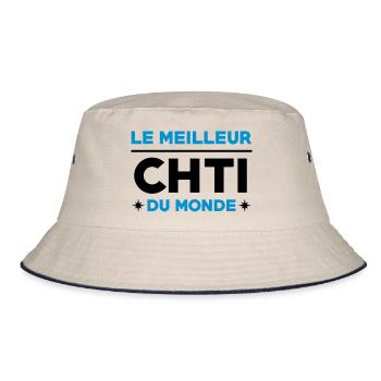 Nord / Ch'ti / Chti / Nordiste / Biloute Nordiste - Bob - blanc cassé/bleu marine - Devant