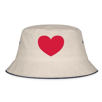 Schlichtes Herz / plain heart (1c) - Bucket Hat - Natur/Navy - Vorne