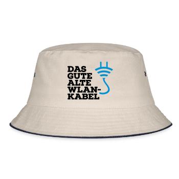 WLAN Kabel Computer Shirt - Bucket Hat - Natur/Navy - Vorne