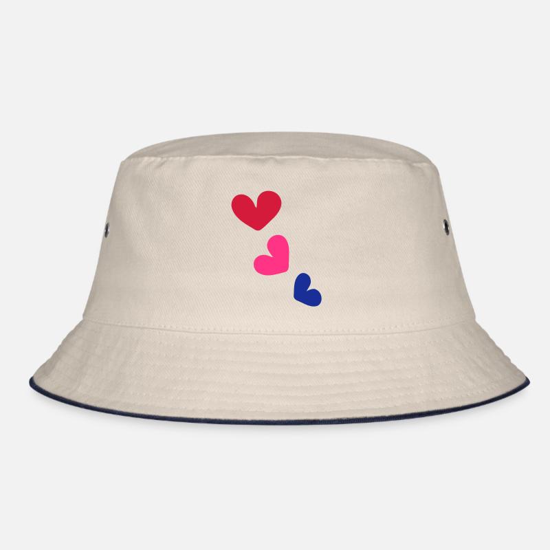 3_colorful Herzen - Bucket Hat - Natur/Navy