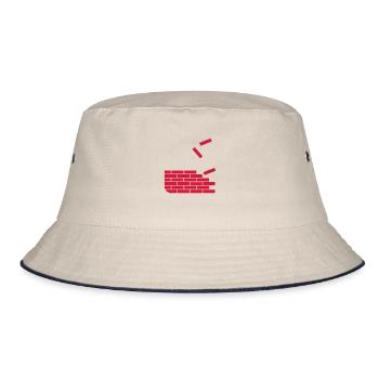 brick, brick, building, house, wall, stone, bricks - Bucket Hat - ecru/navy - Front