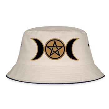 Pentacle, Pentagramme- lune triple Wicca, amulette - Bob - blanc cassé/bleu marine - Devant