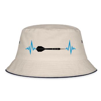 frequenz herzschlag puls logo text spielen darts v - Bucket Hat - Natur/Navy - Vorne