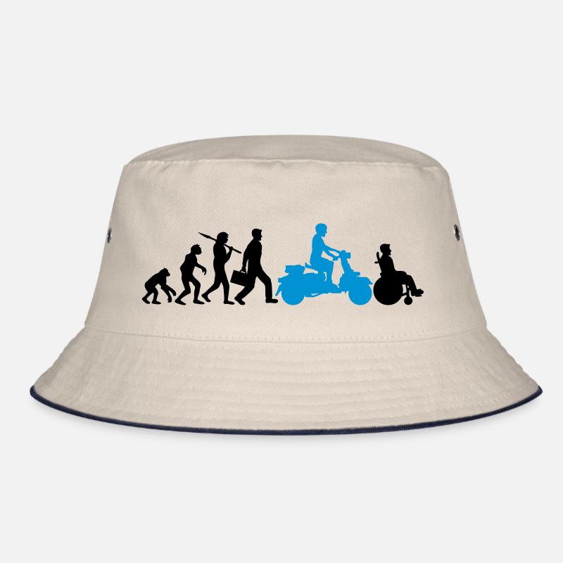 rollstuhl unfall evolution lustig biker motorrad c Bucket Hat