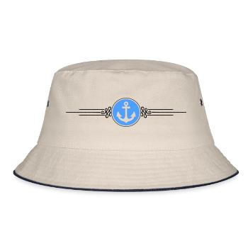 Anchor Symbol Dash - Bucket Hat - ecru/navy - Front