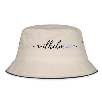 Wilhelm Name Calligraphy Font - Bucket Hat - ecru/navy - Front