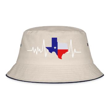 Texas Herzschlag Flagge - Bucket Hat - Natur/Navy - Vorne
